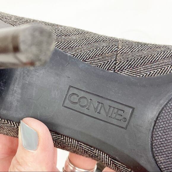 Vintage Connie Womens Heels Fabric Leather Materialistic Peep Toe Brown 8.5M - Picture 8 of 9